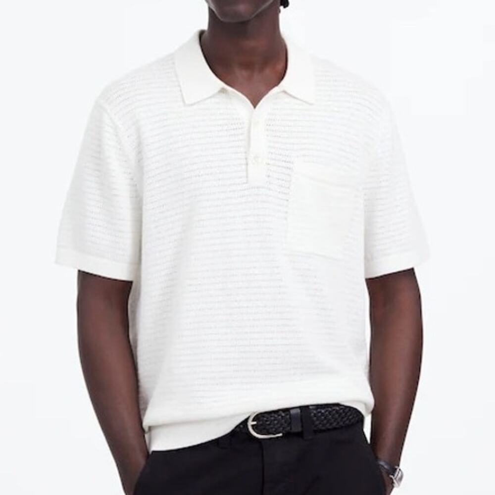 Madewell Pointelle Stitch Sweater Polo Salt Size XS NWT